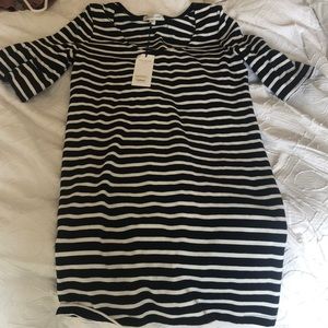 Navy and white striped dress